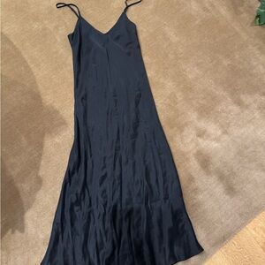 Silk Laundry Black Silk Slip Dress